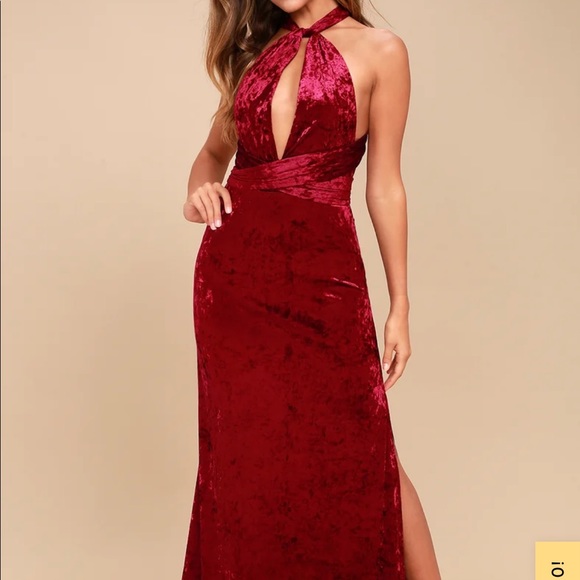 Lulu’s Dreams of Sheen Burgundy Velvet Convertible Maxi Dress, Small - Picture 3 of 7